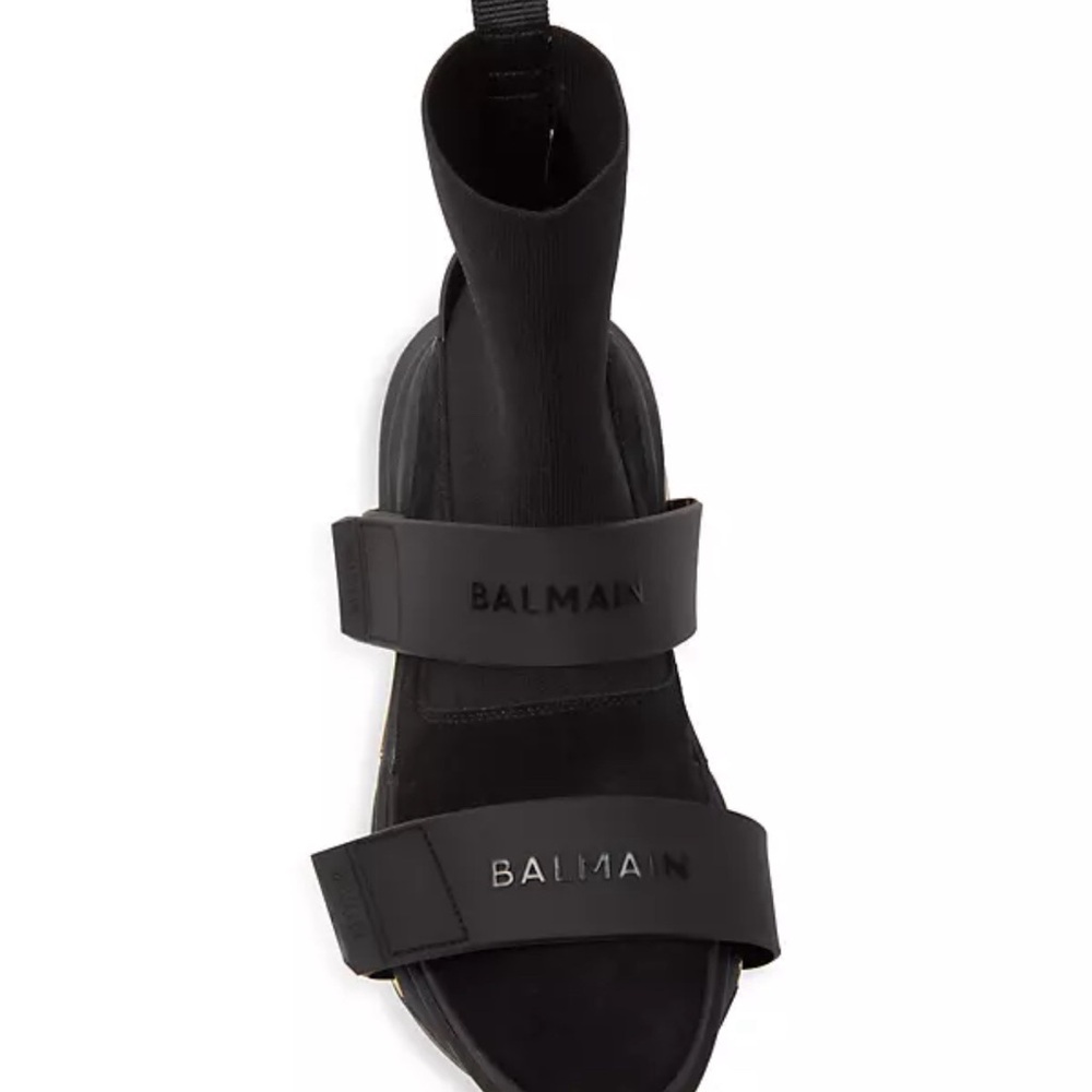 Balmain B Bold Strap Knit & Suede High-Top Sneakers